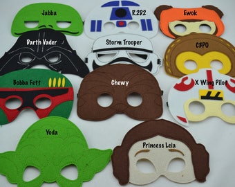 Star Wars Felt Mask - Birthday Party Favor. Great for Kids Boy Girl Child Toddler Superhero Costume Outfit. Yoda Chewy C3PO R2D2 Ewok