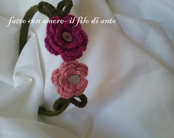Headband with pink and Fuchsia