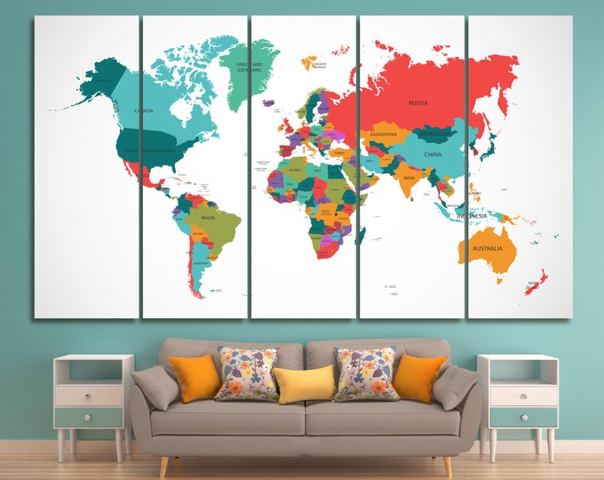 Push pin geography world map canvas, world travel map push pin travel map world map pinboard pin map colorful world map with country borders