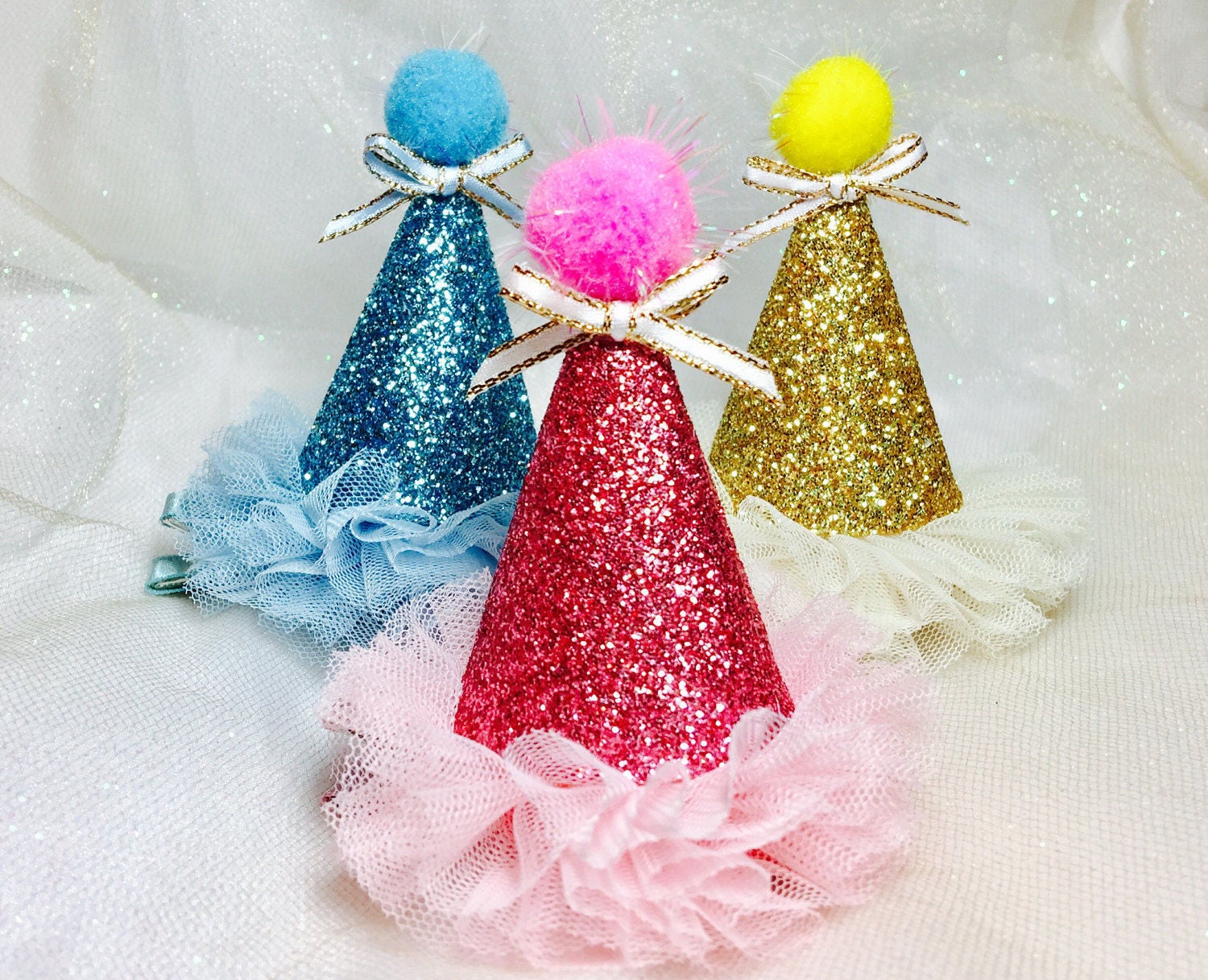 Party hat hair clips birthday party hat headband glitter party