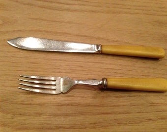 Vintage English Mappin & Webb fish knife and fork from 1946