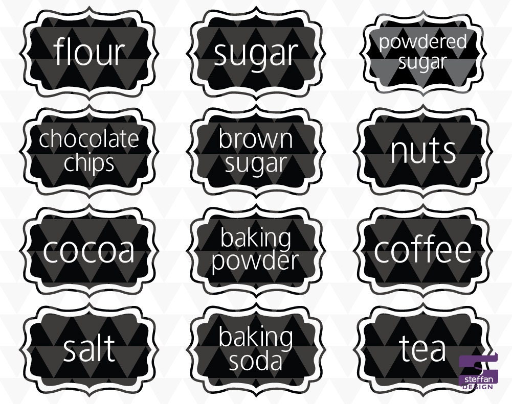 Download Kitchen Labels - SVG, PDF, JPEG, printable kitchen labels, printable pantry labels, kitchen svg ...