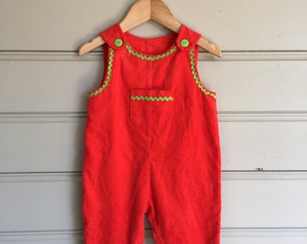 Toddler's Orange Cord Overall Playsuit Romper