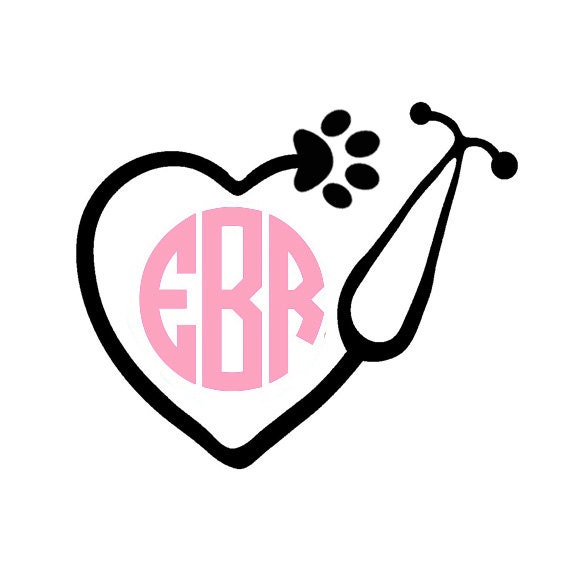 Download Vet Tech Monogram Decal Vet Decals Paw Print Decals