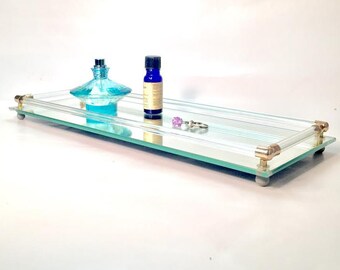 Mid-Century Mirrored Vanity Tray, Dresser Tray, Mirror Tray