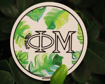 Phi Mu Watercolor Palm Sticker