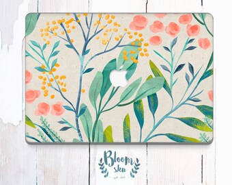 Floral Macbook Air Decal Macbook Air skin Macbook Decal Macbook skin Macbook Vinyl Cover Sticker hand illustrated floral Macbook decal BS017