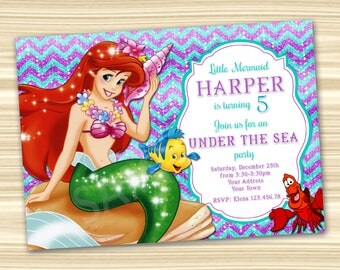 Mermaid Ariel Invitation. Little Mermaid Invitation. Diy Ariel Birthday Party. Mermaid Birthday Party. DIGITAL FILE.