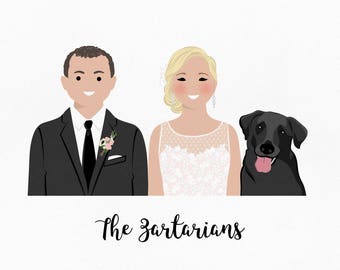 Couple illustration. First anniversary gift. Digital personalize couple portrait. Personalized gift for couple. Paper anniversary gift.