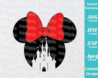 INSTANT DOWNLOAD SVG Disney Inspired Minnie Mouse Ears Castle for Cutting Machines Svg, Esp, Dxf and Jpeg Format Cricut Silhouette
