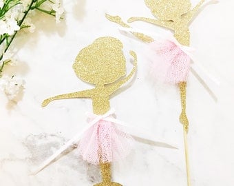 Ballerina Cake Topper or Cupcake Topper- Ballerina Party/Ballerina Birthday/Ballerina Cake/Ballet decor/Ballet Party/Pink Ballerina/Ballet