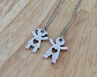 Best Friend Necklace, Friendship Necklace, Boy Girl Necklace, Brother Sister Charm, Family Necklace, Love Necklace, Friendship Jewelry
