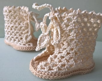 Crochet baby booties PATTERN. Baby shoes pattern. Baby sandals pattern. Summer Lace Booties. Glamour Style. INSTANT DOWNLOAD
