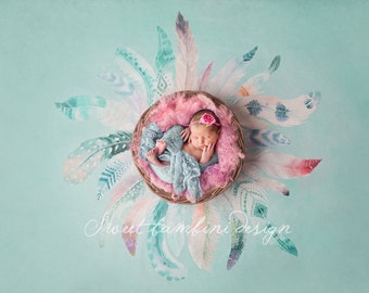 Newborn Digital Background for girls - Boho Girl