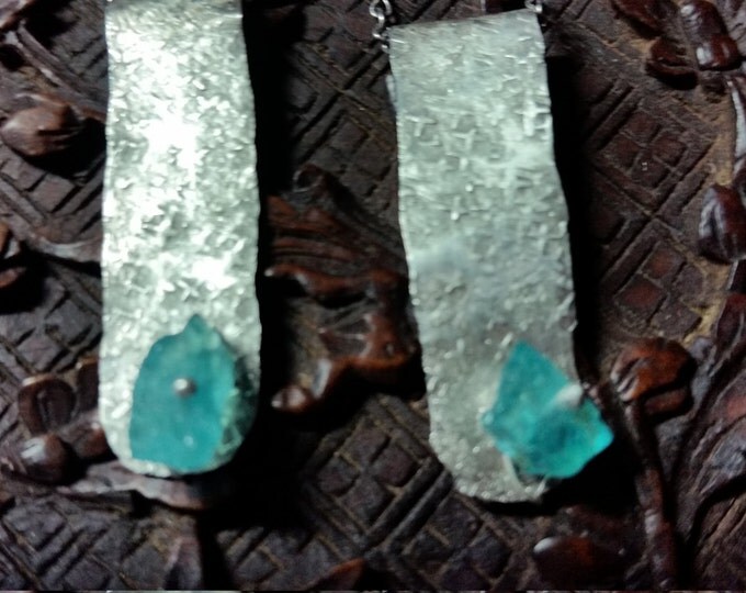 Hammered Silver and Raw Apatite