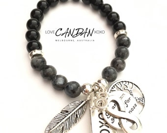 18th Birthday gift Bracelet with Guardian Angel For Happiness Infinity Feather Tree of Life and xoxo charms