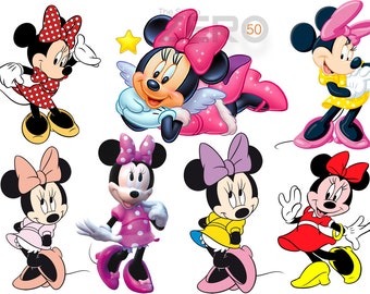 50 Minnie Mouse, Digital Clipart of 72-300DPI PNG Images, Instant Download, Printable Iron On Transfer or Use as Clip Art, Minnie Clipart