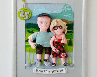 Family Portrait Silver Wedding Amazing Gift Custom Portrait Wedding Anniversary Gift Personalized Unique Gift Custom Couple Portrait