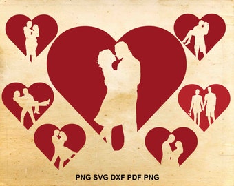 Couple svg, Couple silhouette, Heart svg, Valentine svg files, Romantic clipart, Couple heart, Svg files for Silhouette Cricut