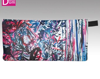 Pencil or makeup case, abstract watercolor print plant inspiration