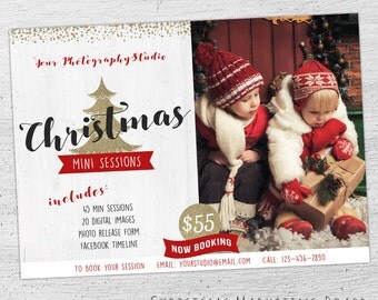 Holiday Mini Session Template, Photoshop Template, Christmas Marketing Board, Photography Marketing, Christmas Marketing, Chalkboard