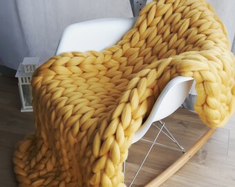 Chunky Knit Blanket. Super Merino Wool. Super Chunky Knits. Chunky Blanket,PLED Z OWCZEJ WEŁNY.