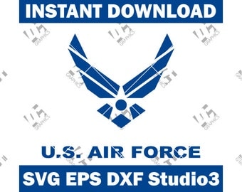 United States Air Force Logo - Cutting Cut File SVG, EPS, DXF, and Studio3 Cricut, Silhouette Cameo Studio - Make The Cut - Instant Download