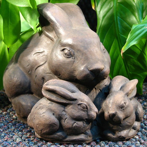 cement rabbit statues