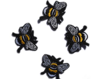 Bees Patch Bees Applique 4 Pcs. Bees Patches Iron on Patches Animal Patch Kids Clothes Iron Patches Clothing Patch, Various sizes and colors