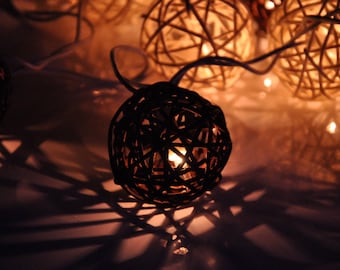 String Lights For Bedroom, Indoor String Lights, Fairy Lights, Bedroom Lights, Decorative hanging Lights, Rattan String Fairy Lights Brown