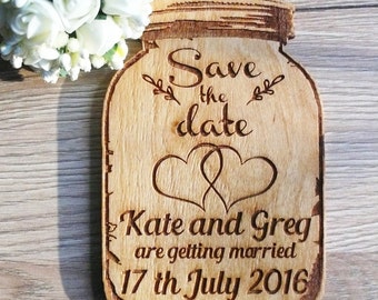 10 Mason Jar Save The Date Magnets Wooden Save The Date Wood Mason Jar Wedding Favor Magnets Wooden Magnets Custom Magnets Rustic Invitation