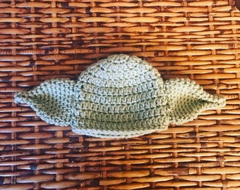 Baby Yoda Hat, Crocheted Yoda Hat, Newborn Yoda Hat, Star Wars Baby Hat