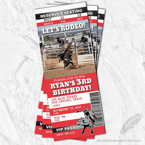 Rodeo Birthday Invitations rodeo tickets stubs pbr pro