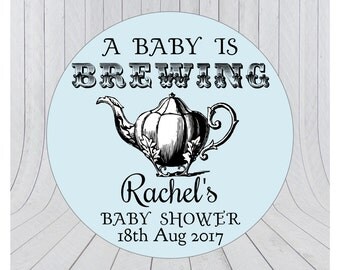 Baby brewing stickers.Tea party baby shower favour stickers. Baby shower stickers,Baby shower thank you stickers, tea party baby shower 051