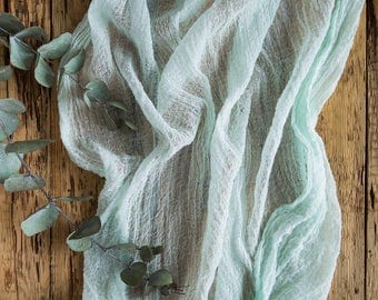 Mint Gauze Table Runner for Weddings and Events, Cheesecloth Centerpieces Runner, Cheese cloth Runner, Cotton Scrim, Cheesecloth tables cape