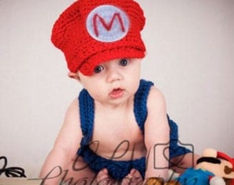 Crochet Baby Mario Outfit, Great for Newborn Pictures