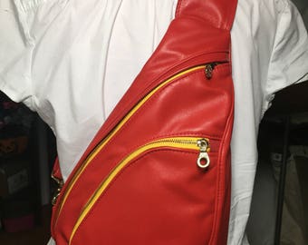 Leather Crossbody Backpack Sling Bag - Choose Your Leather/Fabrics!