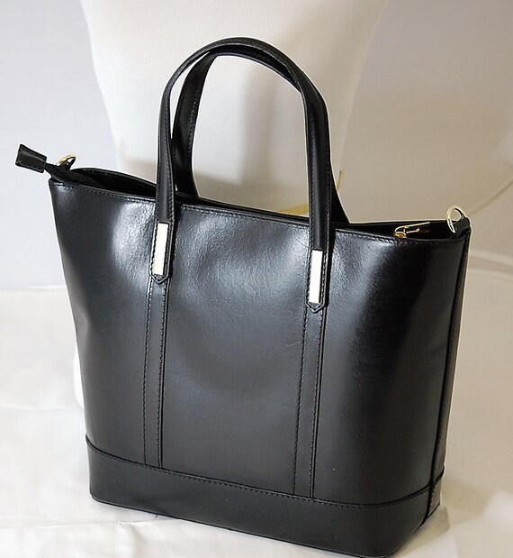 Italian black leather 3 compartment tote bag w by VittoriaPacini