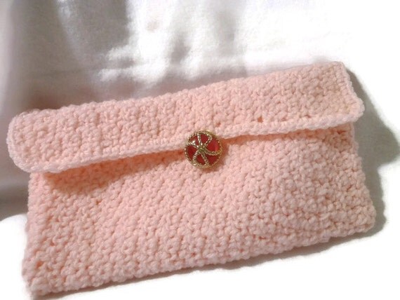 Crochet Baby Pink Cosmetic Bag Money Bag by CrochetPrettiesShop