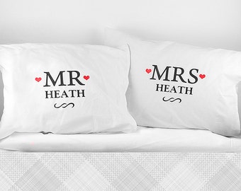 Mr and Mrs Pillowcases Custom Personalized Wife Husband