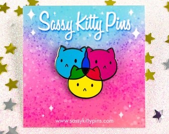 CMYKitties hard enamel pin lapel cmyk rgb designer cute cat enamel pin