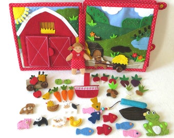 CUSTOM Quiet Book Personalized Felt Book Activity Busy Book 21x21 cm 6 Pages Toddler Montessori Learning Felt Book Educational Child Toy