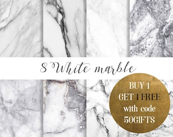 White marble digital paper, White marble paper, Marble paper, marble backgrounds, Stone paper, Black and white marble, marble commercial use