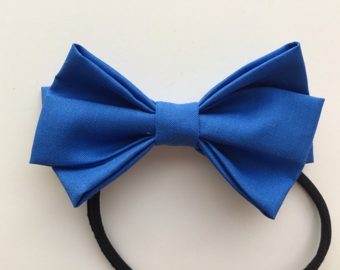 Sapphire Blue fabric hair bow or bow tie