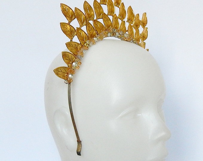 Gold crown, mermaid crown, bridal crown, floral crown, crystal crown, designer wedding hair accessories, hair jewellery, headdress headpiece