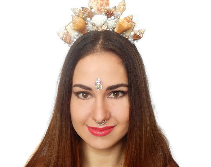 Mermaid crown, mermaid headpiece, shell crown, sea crown, beach wedding hair accessories, pearl headpiece, seashell crown, goddess crown