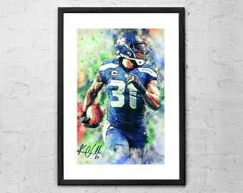 Kam Chancellor - Illustration - Seattle Seahawks - Kam Chancellor Art Print - Seahawk Wall Art- Man Cave Art - Seattle Decor - Dorm Decor