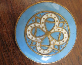 antique enamel button 23 mm Blue