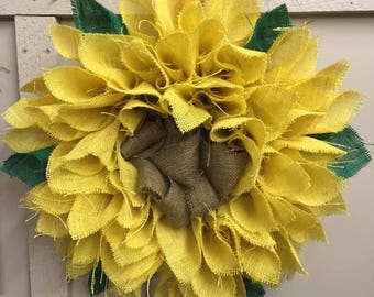 Large burlap sunflower wreath
