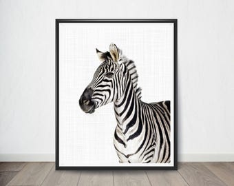 Zebra Print, Animal Nursery Print, Baby Animal Portrait, Nursery Decor, Printable Digital Download, Boy Gift, Woodland Animal Print